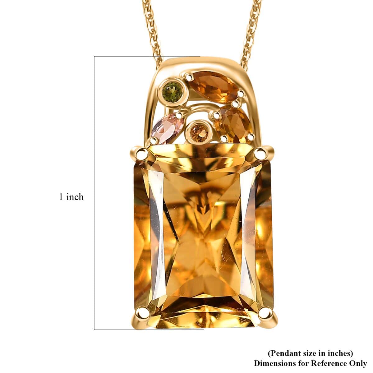 Radiant Cut Brazilian Citrine and Multi-Tourmaline 11.90 ctw Butterfly Pendant Necklace in 18K Vermeil Yellow Gold Over Sterling Silver 20 Inches image number 6