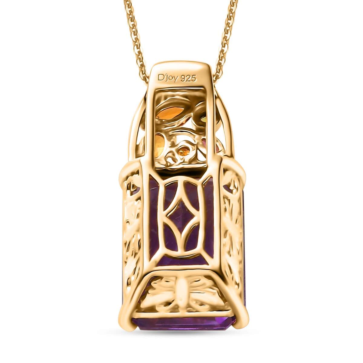 Radiant Cut African Amethyst and Multi-Tourmaline 11.20 ctw Butterfly Pendant Necklace in 18K Vermeil Yellow Gold Over Sterling Silver 20 Inches image number 4