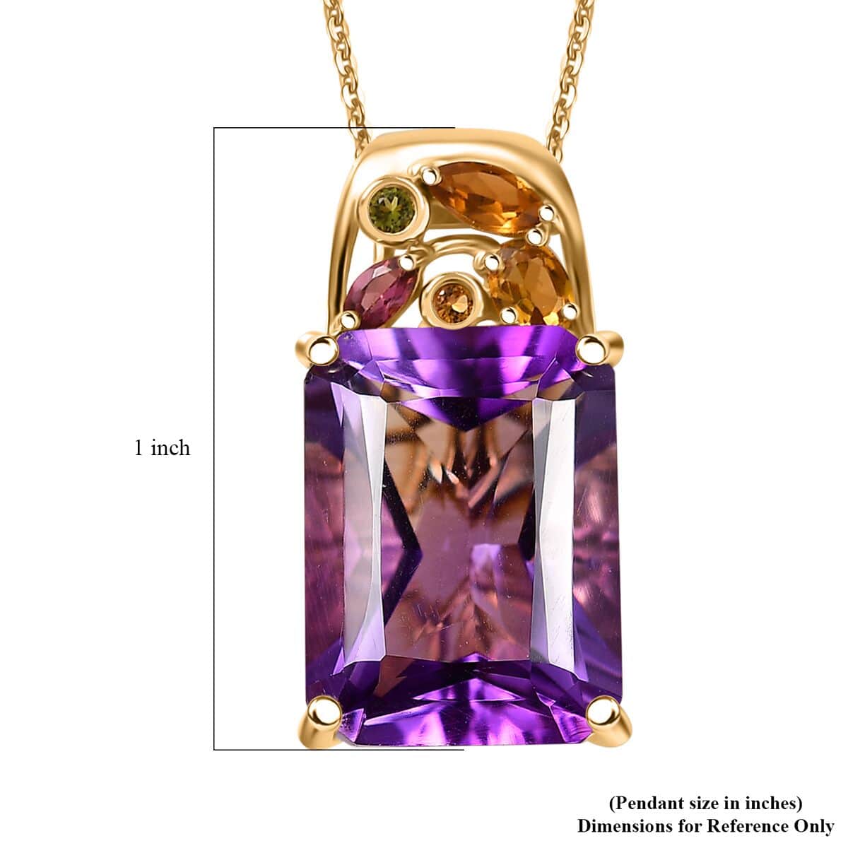 Radiant Cut African Amethyst and Multi-Tourmaline 11.20 ctw Butterfly Pendant Necklace in 18K Vermeil Yellow Gold Over Sterling Silver 20 Inches image number 6