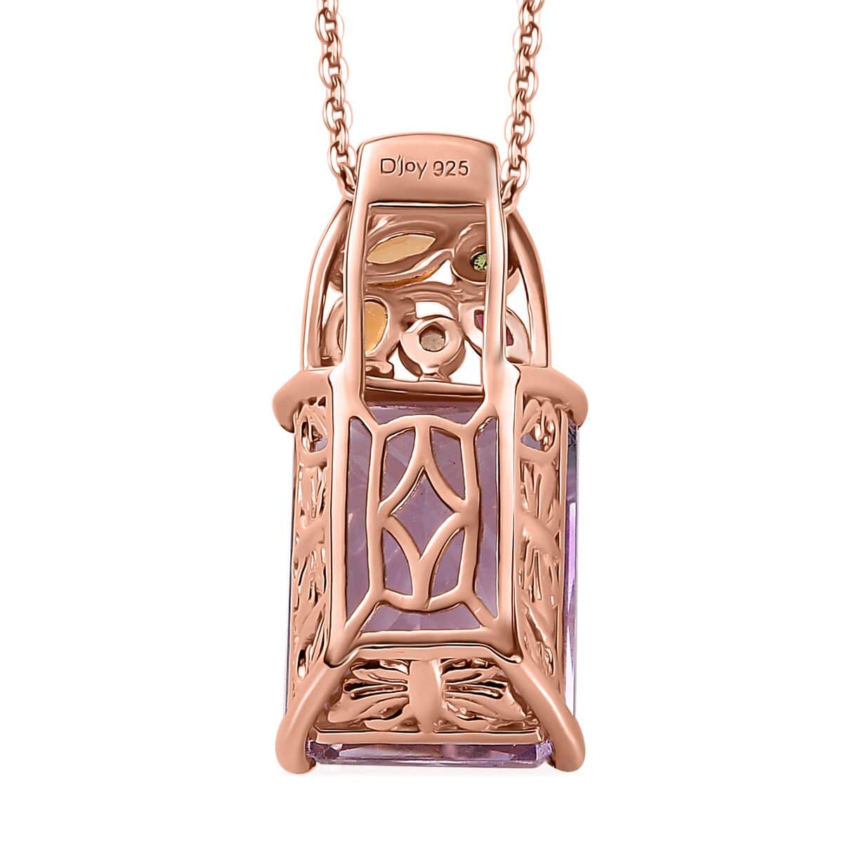 Radiant Cut Rose De France Amethyst and Multi-Tourmaline 11.75 ctw Butterfly Pendant Necklace in 18K Vermeil Rose Gold Over Sterling Silver 20 Inches image number 4