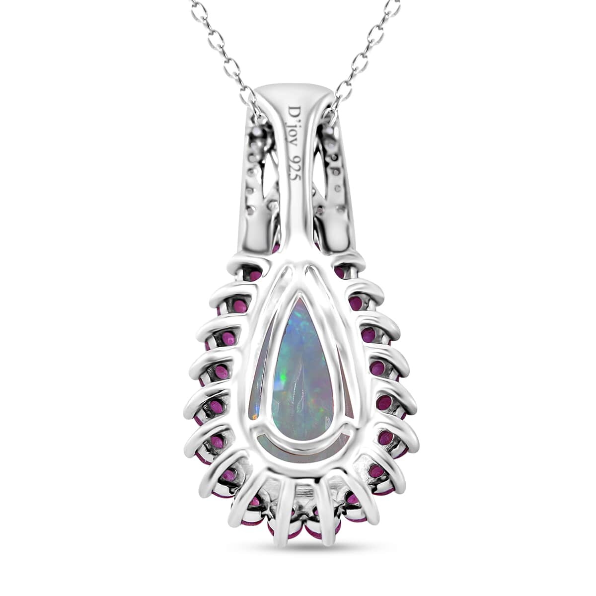 AAA Ethiopian Welo Opal and Multi Gemstone 3.65 ctw Halo Pendant Necklace in Rhodium Over Sterling Silver 20 Inches image number 3