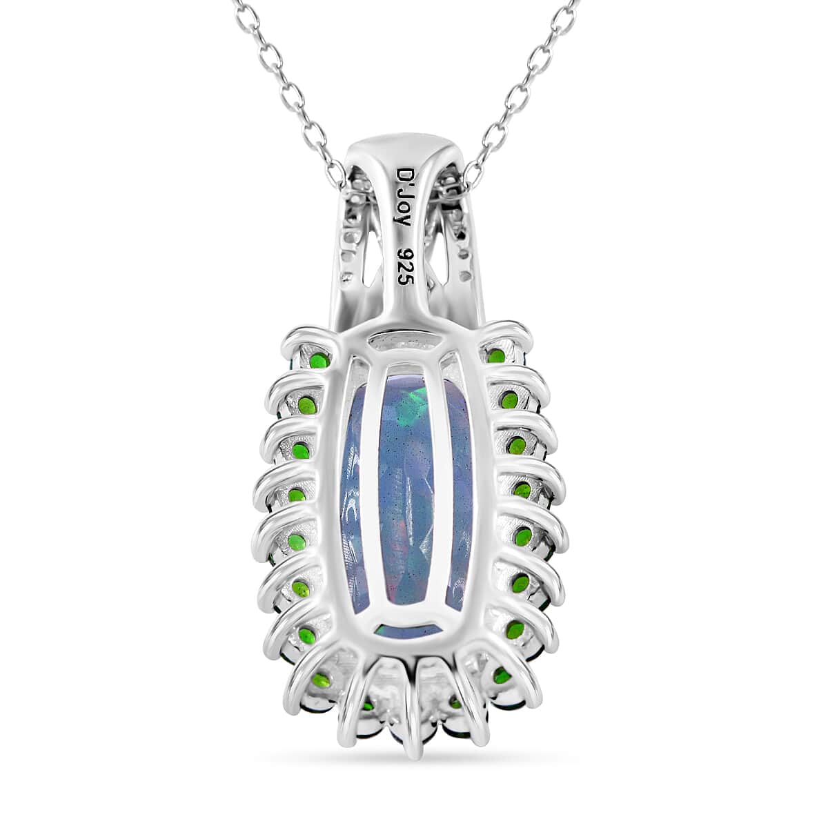 AAA Ethiopian Welo Opal and Multi Gemstone 4.60 ctw Halo Pendant Necklace in Rhodium Over Sterling Silver 20 Inches image number 3