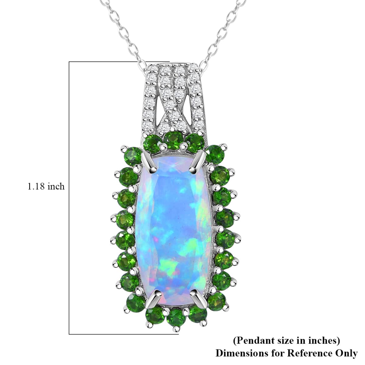 AAA Ethiopian Welo Opal and Multi Gemstone 4.60 ctw Halo Pendant Necklace in Rhodium Over Sterling Silver 20 Inches image number 5