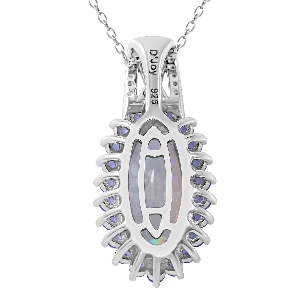 AAA Ethiopian Welo Opal and Multi Gemstone 3.85 ctw Halo Pendant Necklace in Rhodium Over Sterling Silver 20 Inches image number 3