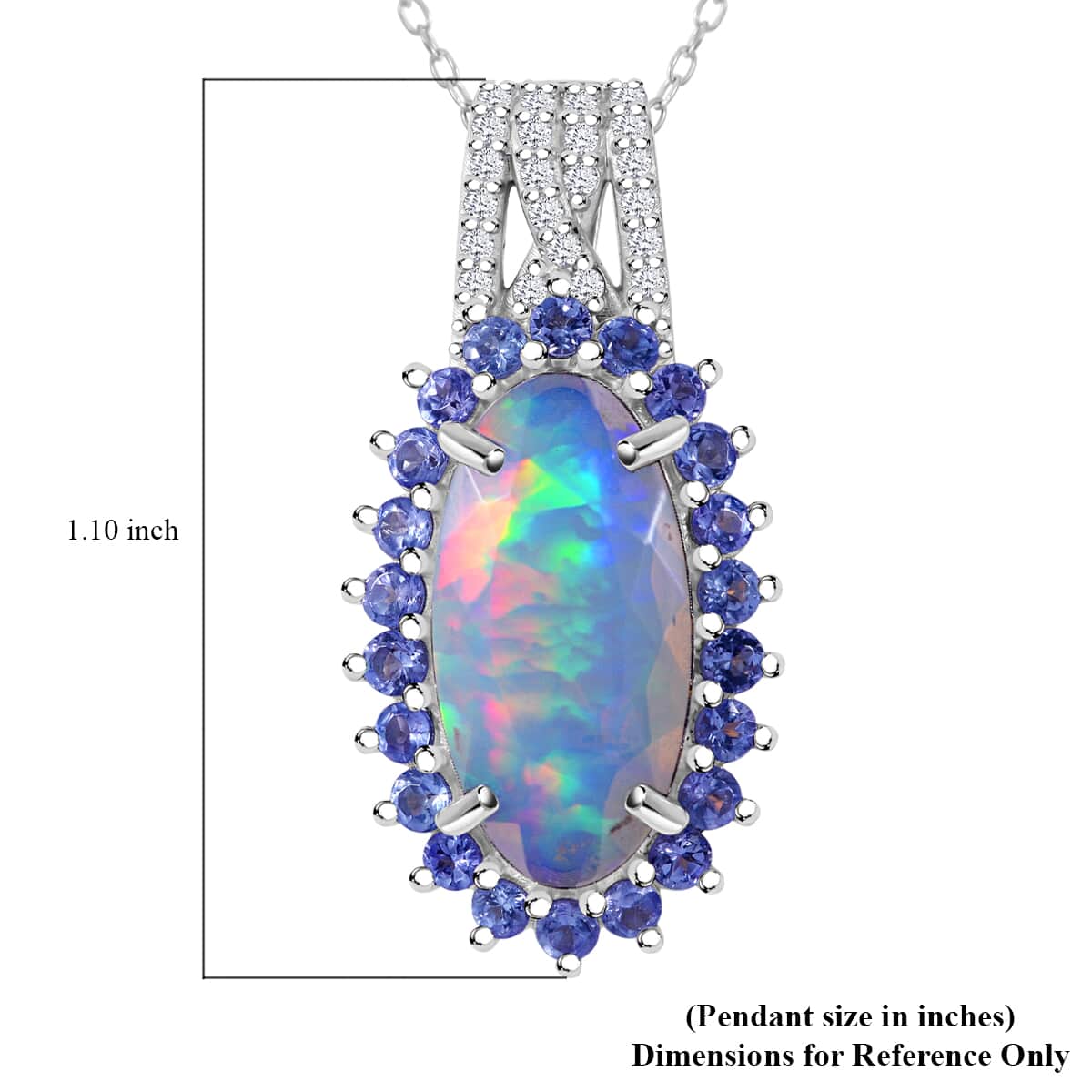 AAA Ethiopian Welo Opal and Multi Gemstone 3.85 ctw Halo Pendant Necklace in Rhodium Over Sterling Silver 20 Inches image number 5