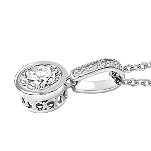 Moissanite 1.30 ctw Pendant in Rhodium Over Sterling Silver with Stainless Steel Necklace 20 Inches