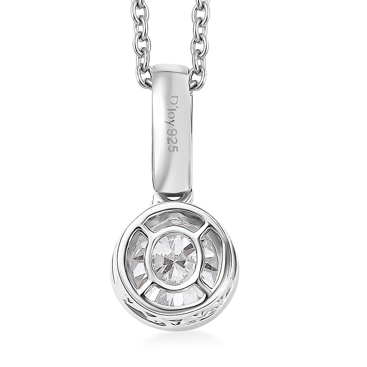 Moissanite 1.30 ctw Pendant in Rhodium Over Sterling Silver with Stainless Steel Necklace 20 Inches