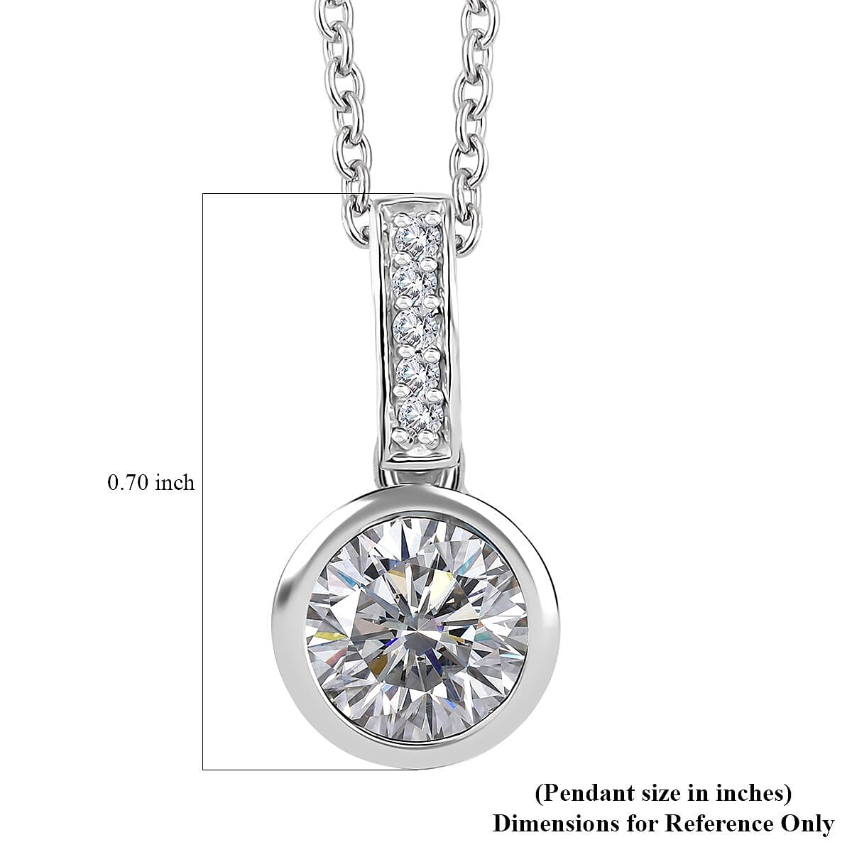 Moissanite 1.30 ctw Pendant in Rhodium Over Sterling Silver with Stainless Steel Necklace 20 Inches