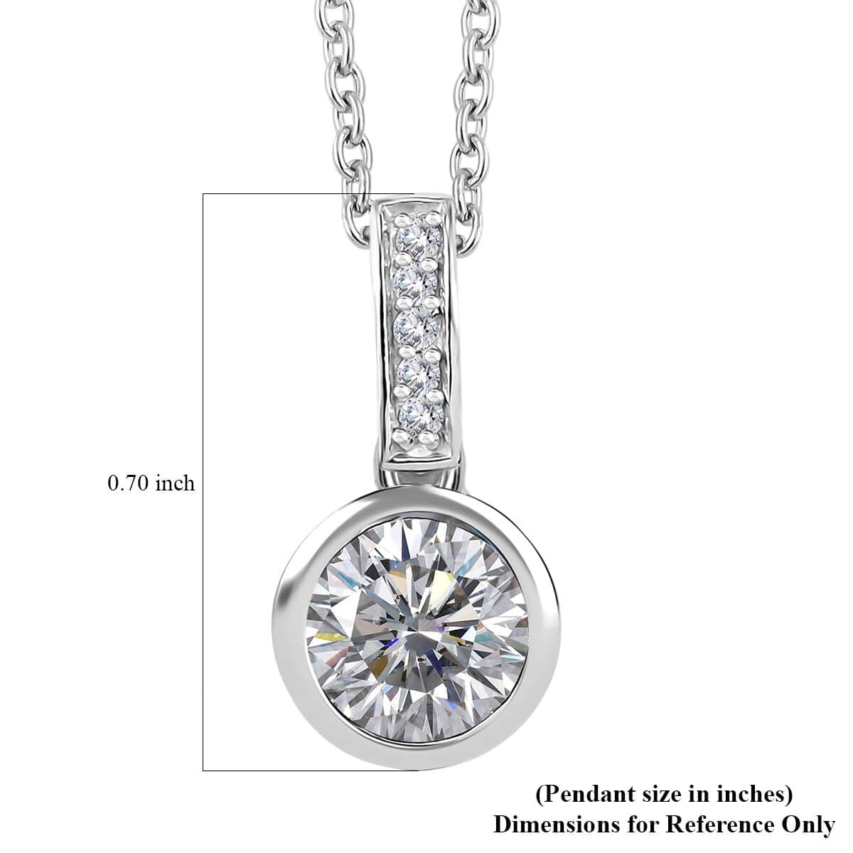 Moissanite 1.30 ctw Pendant in Rhodium Over Sterling Silver with Stainless Steel Necklace 20 Inches image number 6