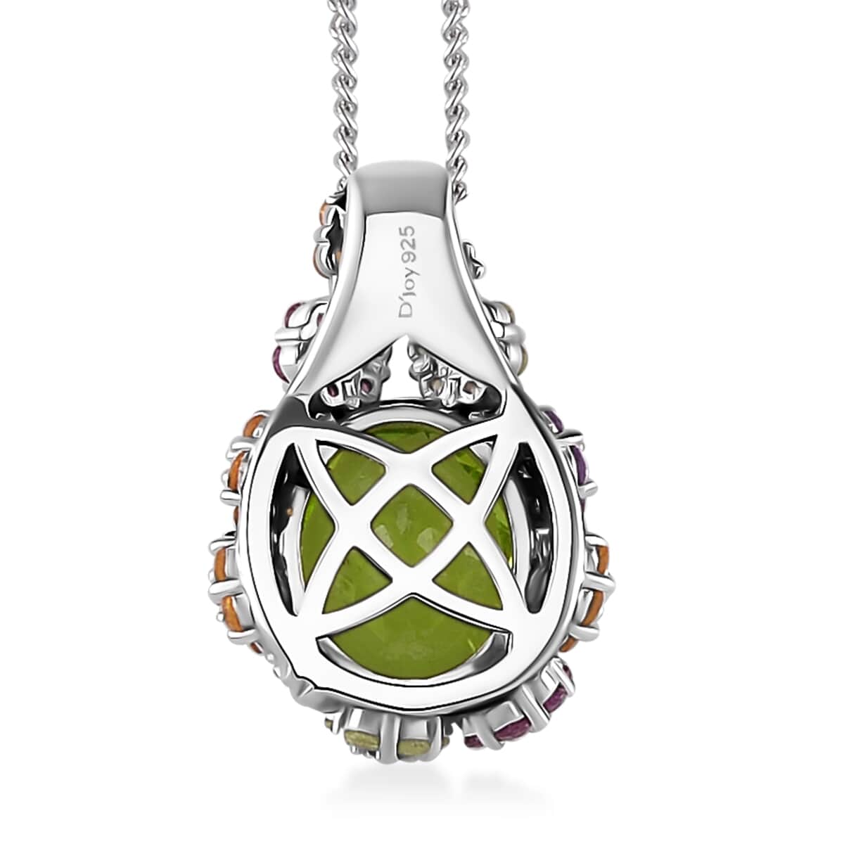 Hebei Peridot and Multi Gemstone 5.80 ctw Garden Serenity Pendant Necklace 18 Inches in Platinum and Rhodium Over Sterling Silver image number 4