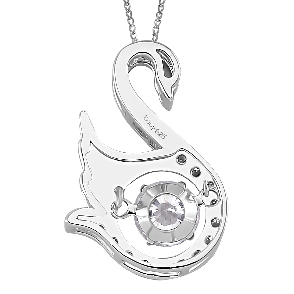 Moissanite 1.00 ctw Swan Dancing Pendant Necklace in Rhodium Over Sterling Silver 20 Inches