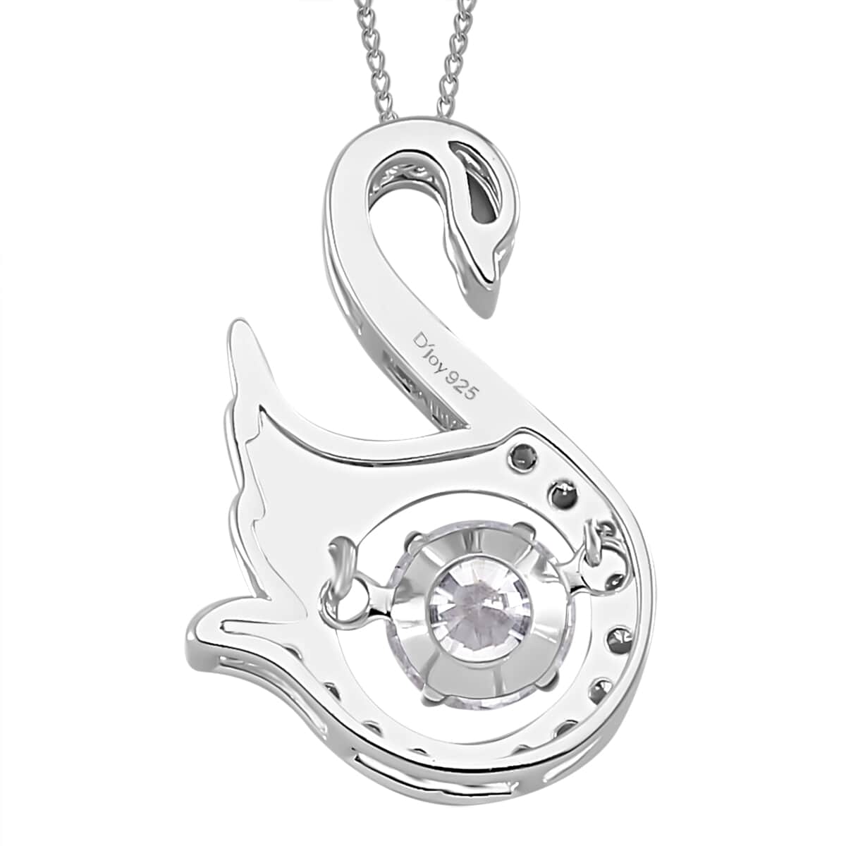 Moissanite 1.00 ctw Swan Dancing Pendant Necklace in Rhodium Over Sterling Silver 20 Inches image number 4