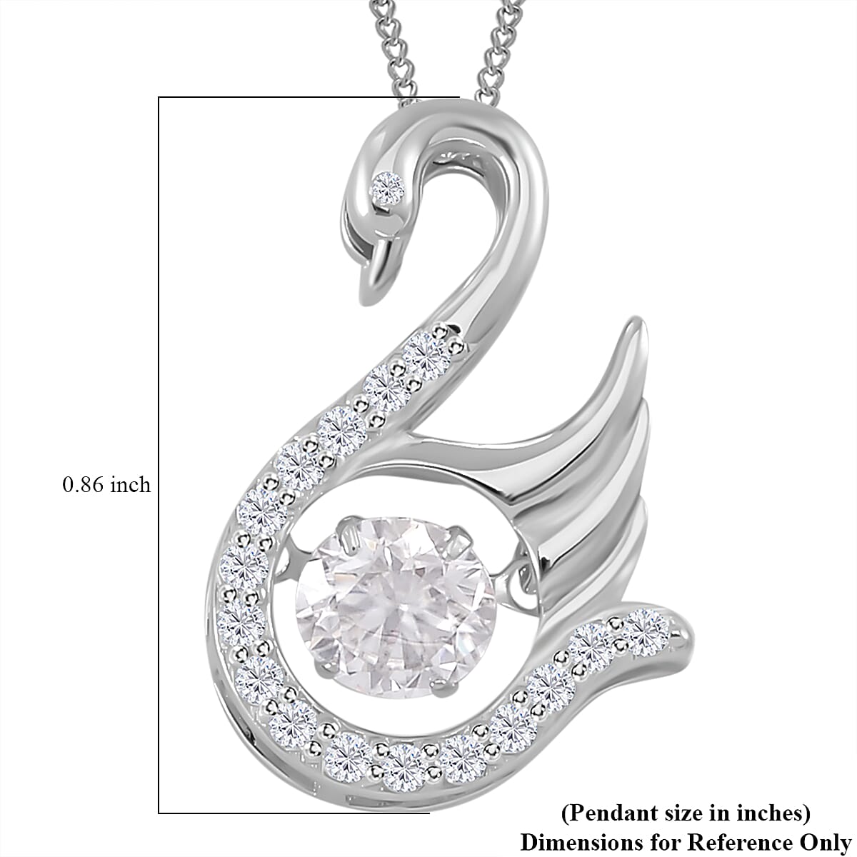 Moissanite 1.00 ctw Swan Dancing Pendant Necklace in Rhodium Over Sterling Silver 20 Inches