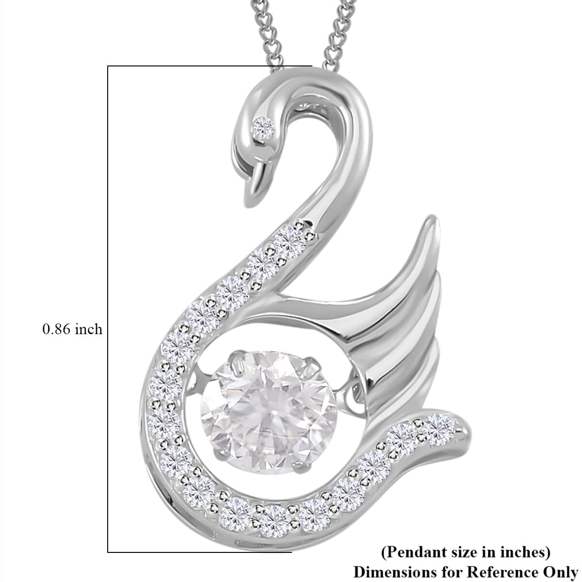 Moissanite 1.00 ctw Swan Dancing Pendant Necklace in Rhodium Over Sterling Silver 20 Inches image number 6