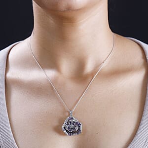 GP Italian Garden Collection African Amethyst and White Zircon 2.70 ctw Pendant Necklace in Rhodium Over Sterling Silver 20 Inches