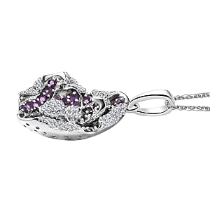GP Italian Garden Collection African Amethyst and White Zircon 2.70 ctw Pendant Necklace in Rhodium Over Sterling Silver 20 Inches
