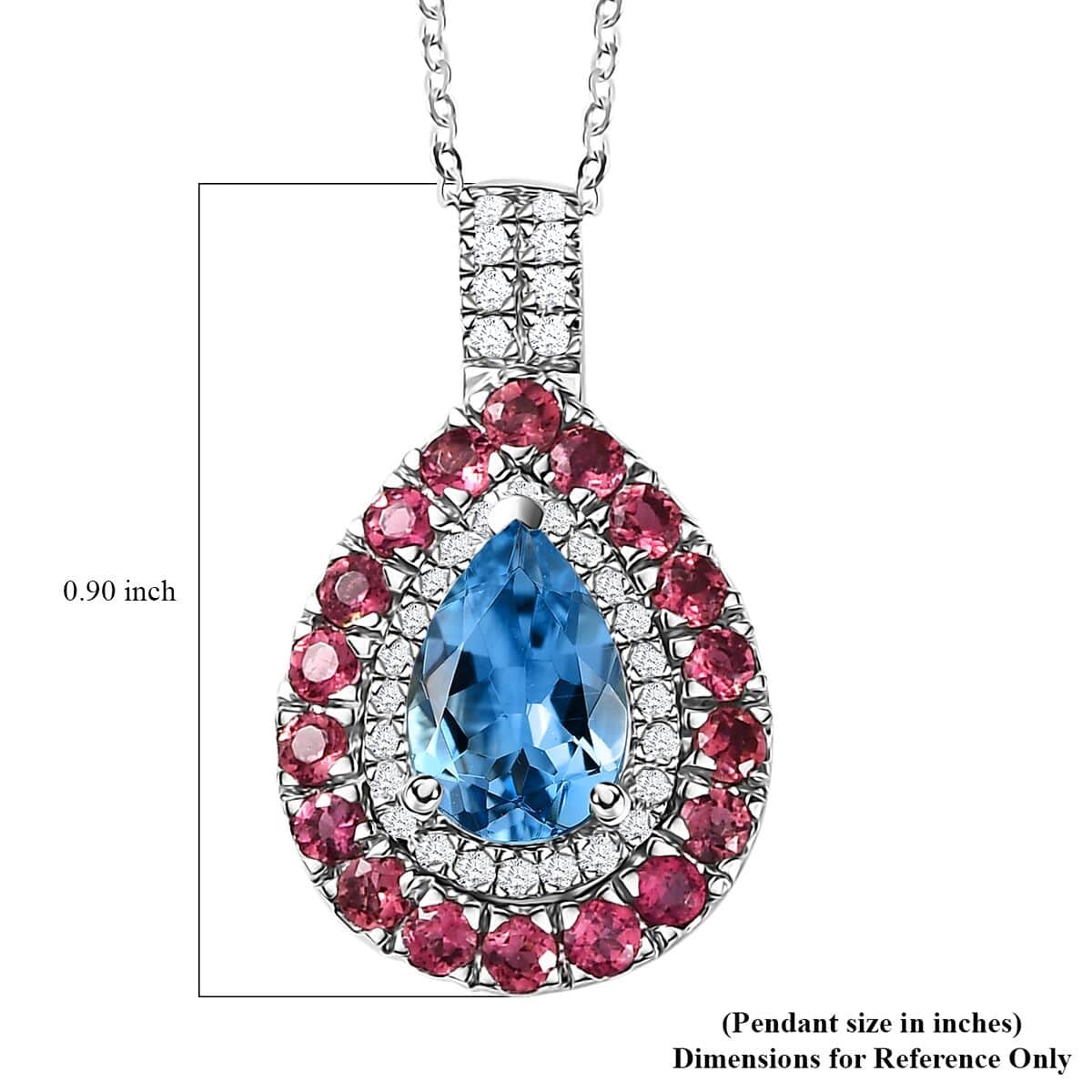 Certified & Appraised Rhapsody AAAA Santa Maria Aquamarine, Ouro Fino Rubellite and E-F VS Diamond 1.90 ctw Double Halo Pendant Necklace in 950 Platinum 18 Inches  image number 6