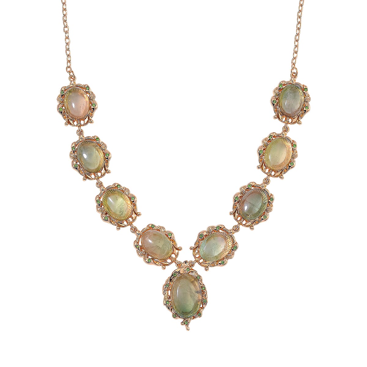 Fluorite 330.00 ctw and Green Austrian Crystal Earrings and Necklace 20-22 Inches in Goldtone image number 2