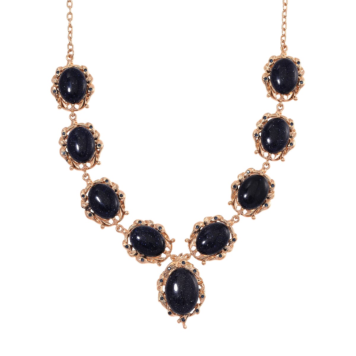 Blue Sandstone 330.00 ctw and Blue Austrian Crystal Earrings and Necklace 20-22 Inches in Goldtone image number 2