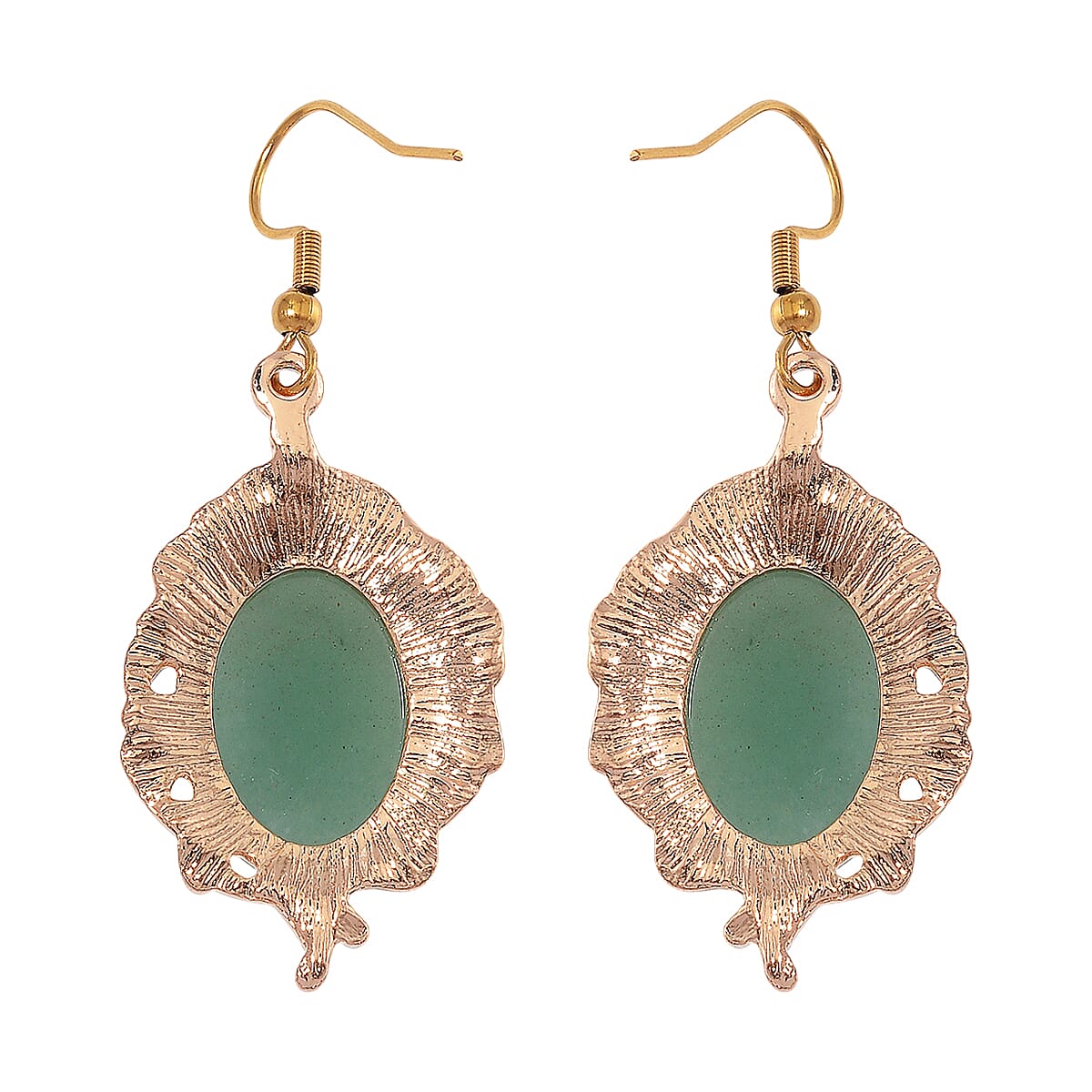 Green Aventurine, Green Austrian Crystal 330.00 ctw Earrings and Necklace 20-22 Inches in Goldtone  image number 5