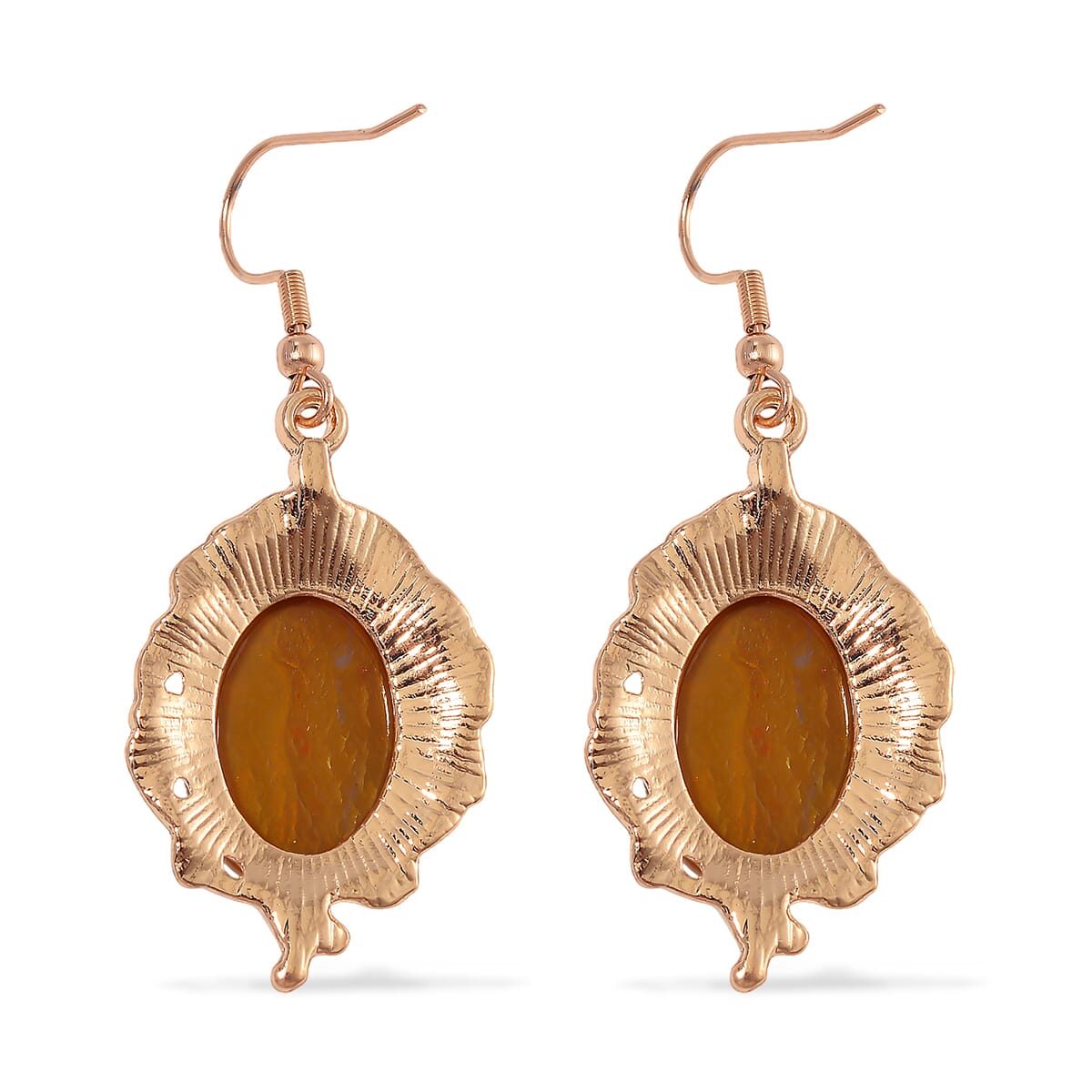 Kennedy Range Mookite 330.00 ctw and Red Austrian Crystal Earrings and Necklace 20-22 Inches in Goldtone image number 5