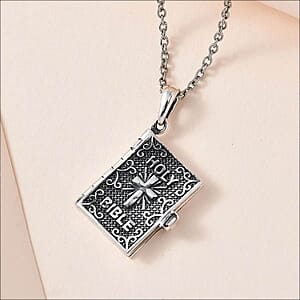 Set of 2 Openable Holy Cross Bible Pendant in Sterling Silver with Stainless Steel Necklace (20 Inches) (Del. In 10-12 Days)