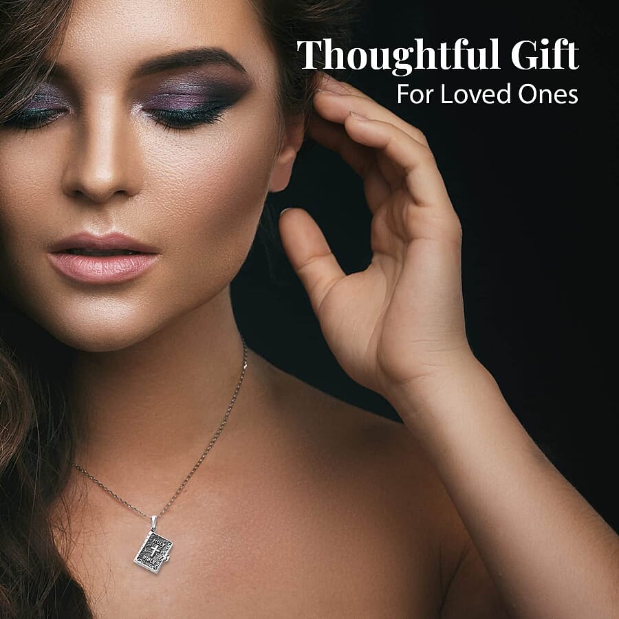 Set of 2 Openable Holy Cross Bible Pendant in Sterling Silver with Stainless Steel Necklace 20 Inches