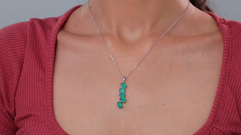 Verde Onyx 3.50 ctw Cascade of Dew Pendant Necklace in Rhodium Over Sterling Silver 20 Inches