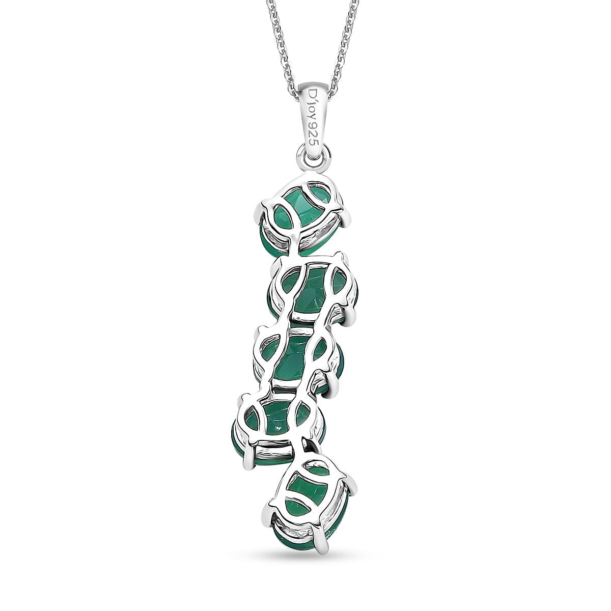 Verde Onyx 3.50 ctw Cascade of Dew Pendant Necklace in Rhodium Over Sterling Silver 20 Inches