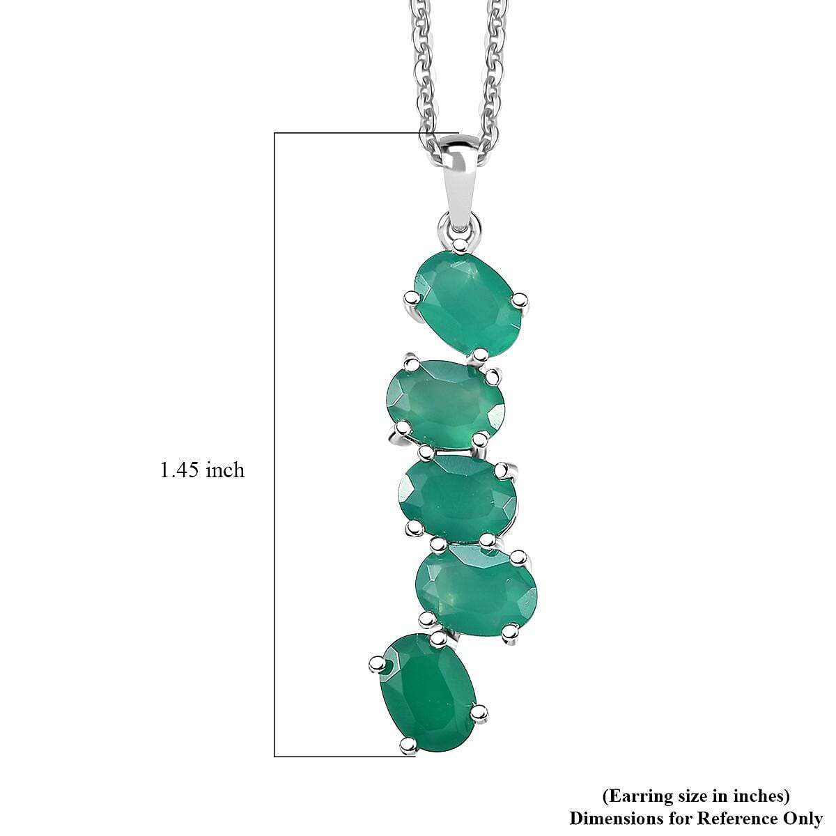 Verde Onyx 3.50 ctw Cascade of Dew Pendant Necklace in Rhodium Over Sterling Silver 20 Inches