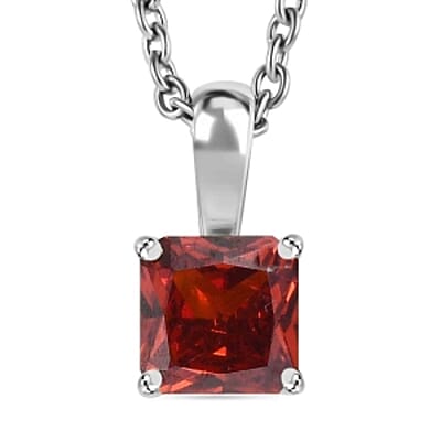Simulated Red Diamond Ring (Size 11.5), 3.40 ctw Earrings and Pendant Necklace (20 Inches) in Stainless Steel