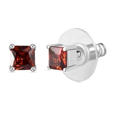 Simulated Red Diamond Ring (Size 11.5), 3.40 ctw Earrings and Pendant Necklace (20 Inches) in Stainless Steel