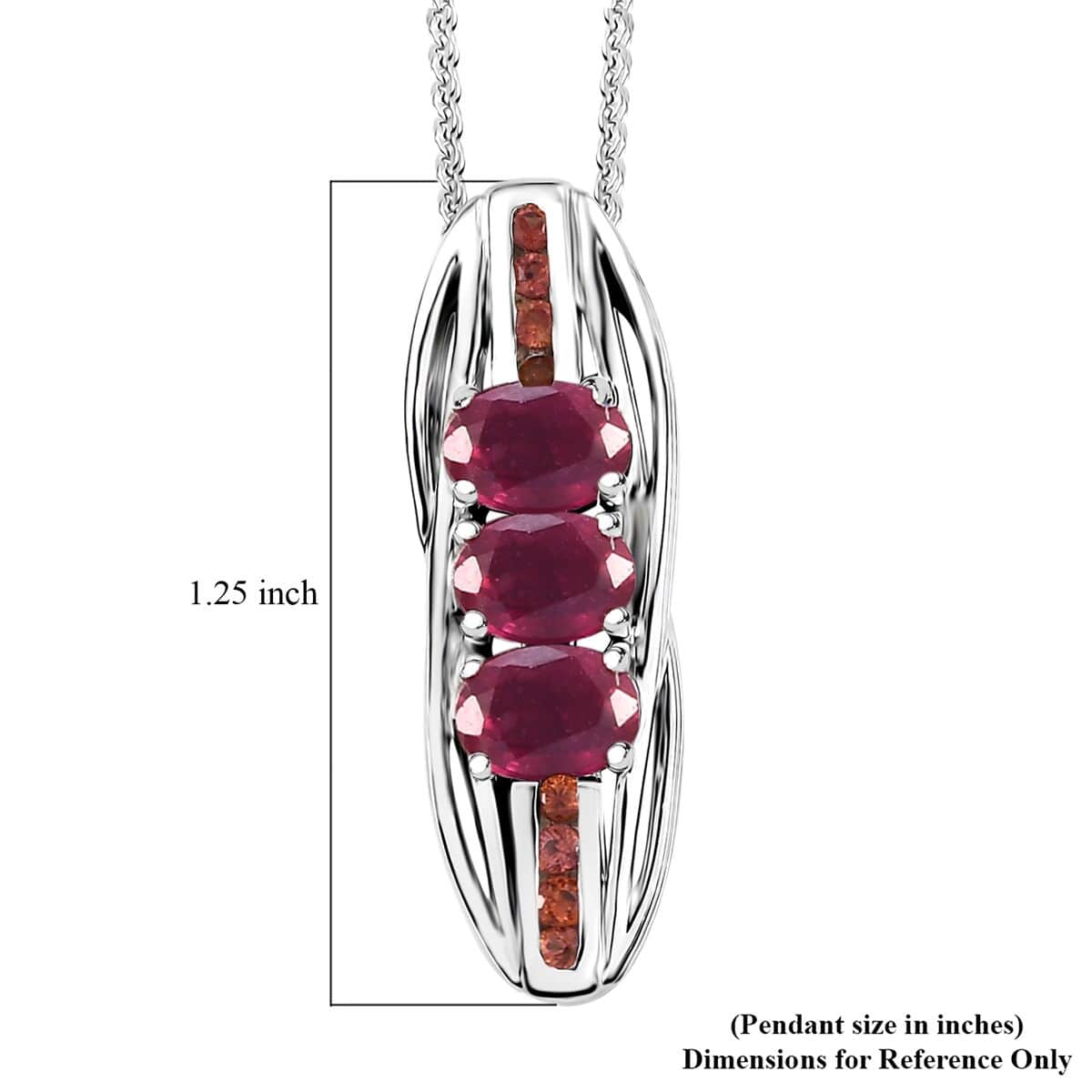 Niassa Ruby (FF), Red Sapphire Pendant Necklace (20 Inches) in Rhodium Over Sterling Silver 0.90 ctw image number 6