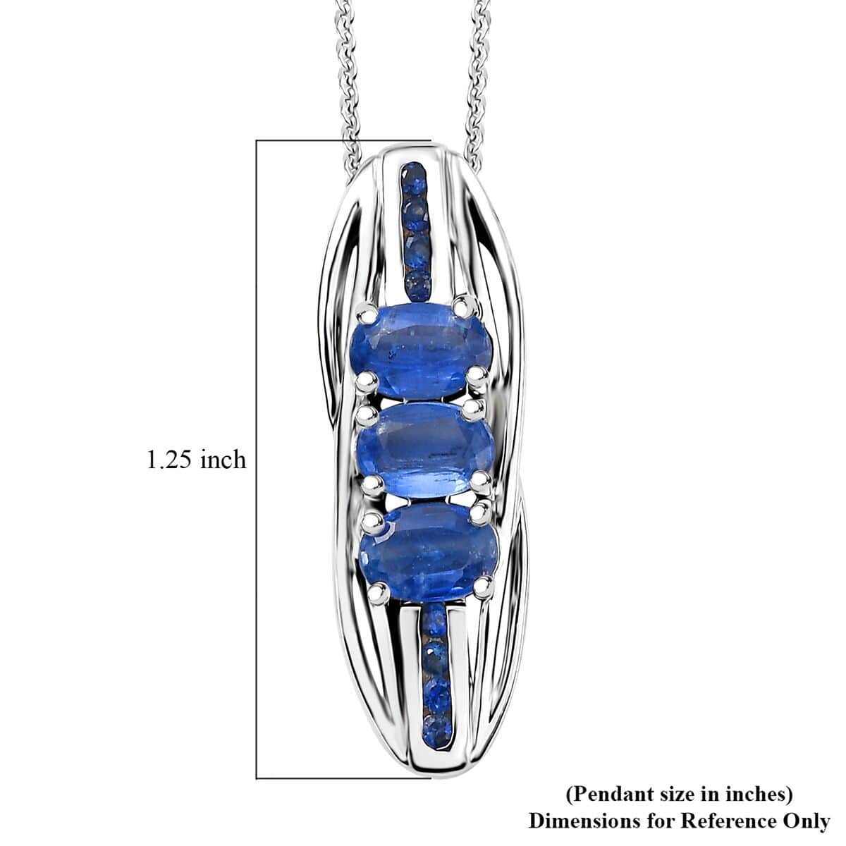 Kashmir Kyanite and Blue Sapphire 2.00 ctw Pendant Necklace in Rhodium Over Sterling Silver 20 Inches image number 6