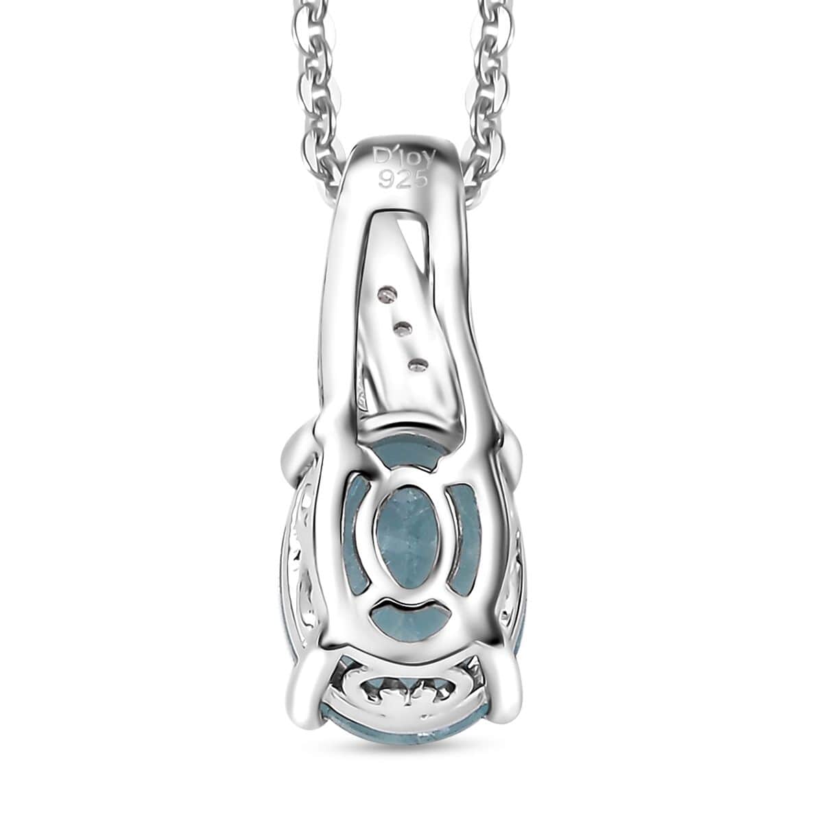 Premium Grandidierite and White Zircon 1.25 ctw Pendant Necklace in Rhodium Over Sterling Silver 20 Inches image number 4