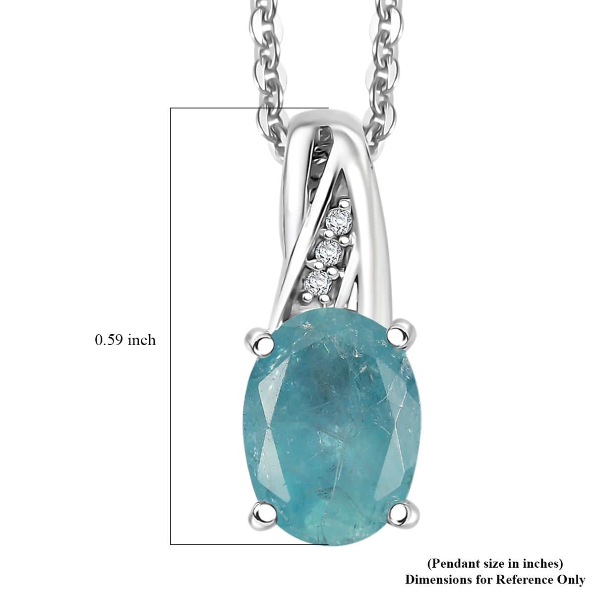 Premium Grandidierite and White Zircon 1.25 ctw Pendant Necklace in Rhodium Over Sterling Silver 20 Inches image number 6