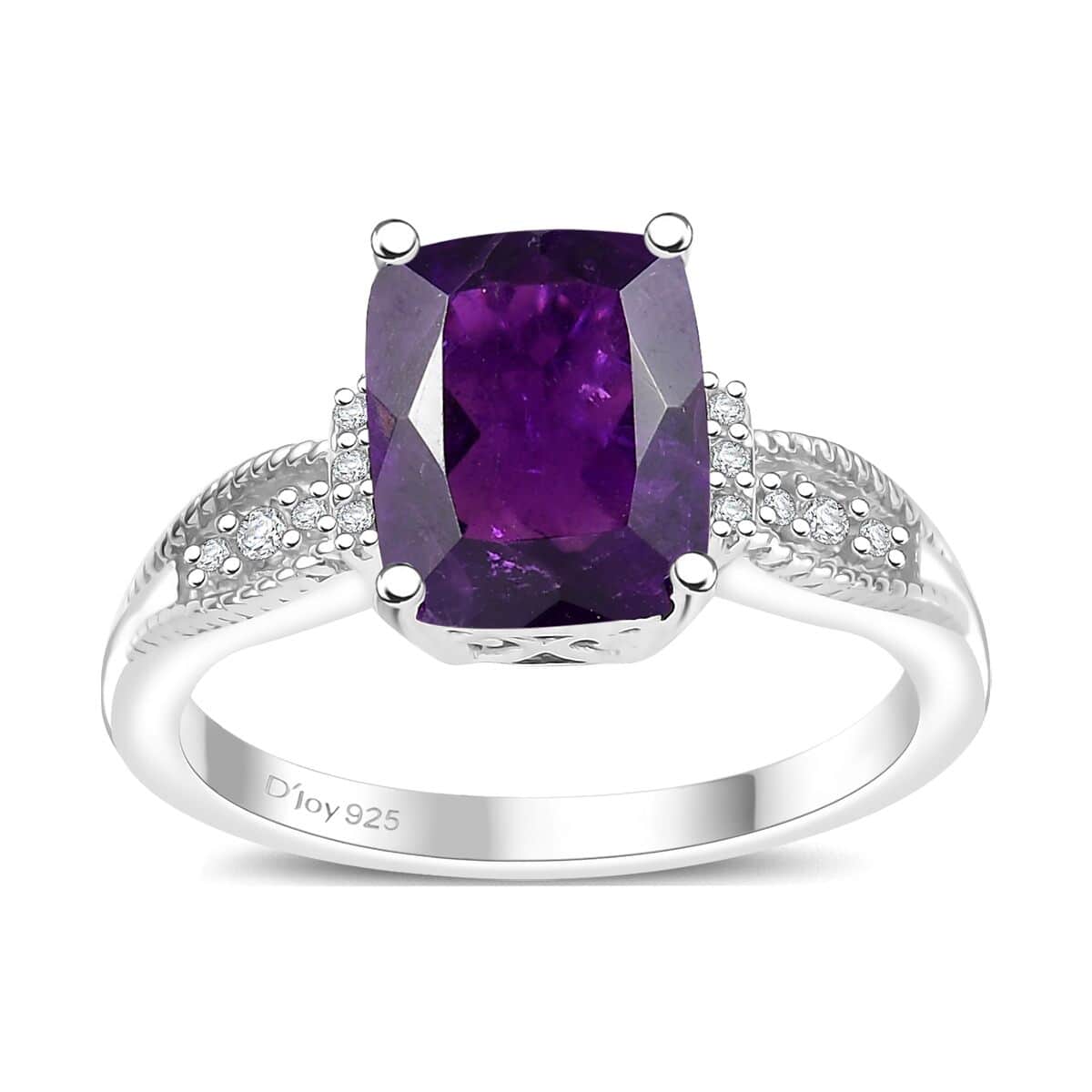 African Amethyst and White Zircon 4.80 ctw Ring (Size 5.0) and Pendant in Rhodium Over Sterling Silver image number 3