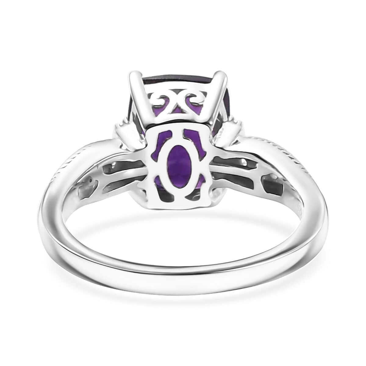 African Amethyst and White Zircon 4.80 ctw Ring (Size 5.0) and Pendant in Rhodium Over Sterling Silver image number 5