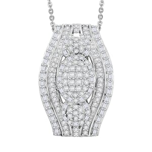 Diamond 1.00 ctw Eclipse Majesty Pendant Necklace in Rhodium Over Sterling Silver 20 Inches