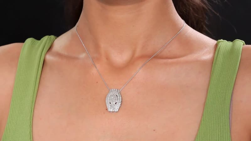 TLV White Diamond Pendant Necklace (20 Inches) in Rhodium Over Sterling Silver 1.00 ctw