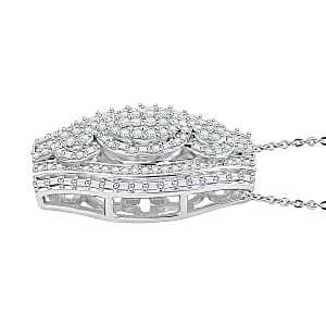Diamond 1.00 ctw Eclipse Majesty Pendant Necklace in Rhodium Over Sterling Silver 20 Inches