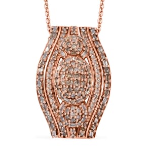 Natural Champagne Diamond 1.00 ctw Eclipse Majesty Pendant Necklace in 18K Vermeil Rose Gold Over Sterling Silver 20 Inches