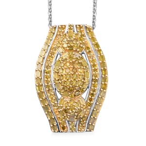 Yellow Diamond 1.00 ctw Eclipse Majesty Pendant Necklace in Rhodium Over Sterling Silver 20 Inches