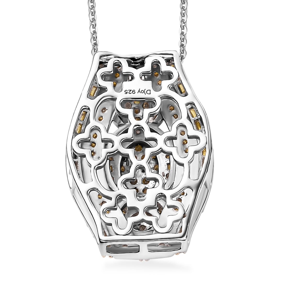 D'Joy Yellow Diamond 1.00 ctw Eclipse Majesty Pendant Necklace in Rhodium Over Sterling Silver 20 Inches image number 4