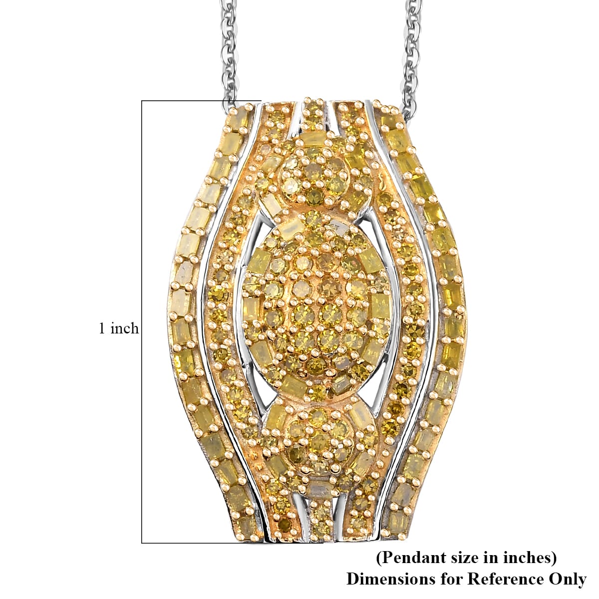 D'Joy Yellow Diamond 1.00 ctw Eclipse Majesty Pendant Necklace in Rhodium Over Sterling Silver 20 Inches image number 6