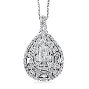 White Diamond 1.00 ctw Pendant Necklace in Rhodium Over Sterling Silver 20 Inches