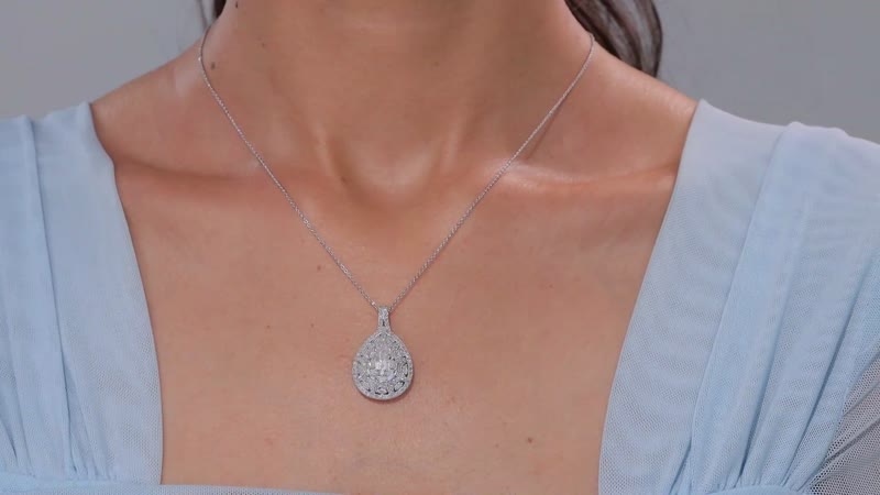White Diamond 1.00 ctw Pendant Necklace in Rhodium Over Sterling Silver 20 Inches