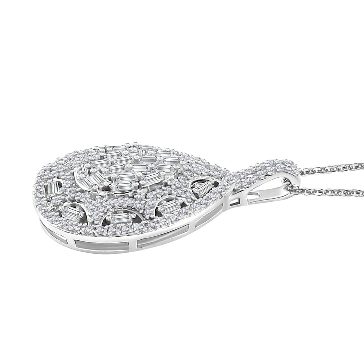 White Diamond 1.00 ctw Pendant Necklace in Rhodium Over Sterling Silver 20 Inches image number 3