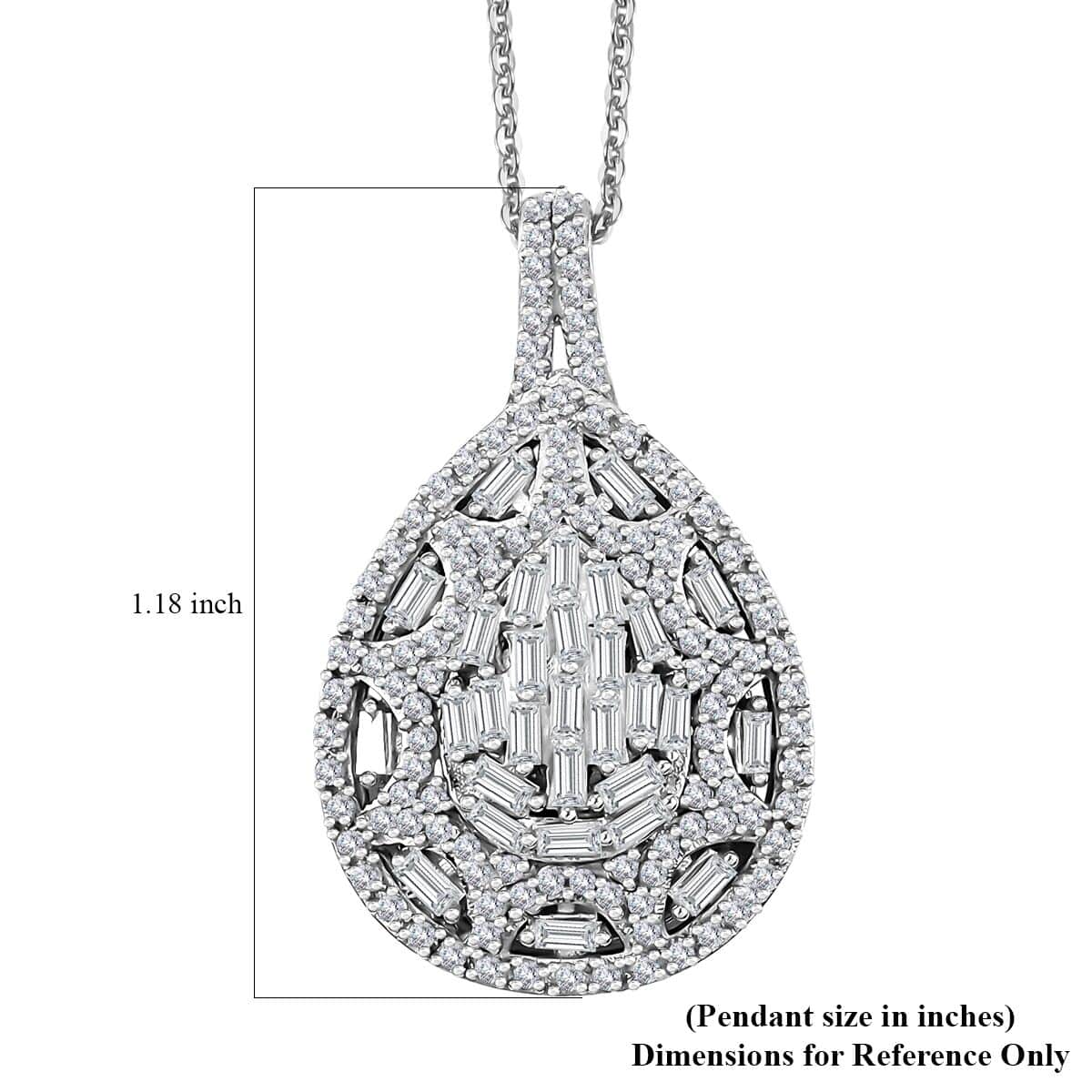 White Diamond 1.00 ctw Pendant Necklace in Rhodium Over Sterling Silver 20 Inches image number 6