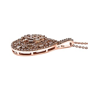 Natural Champagne Diamond 1.00 ctw Victorian Era Pendant Necklace in 18K Vermeil Rose Gold Over Sterling Silver 20 Inches